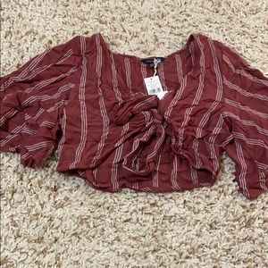 burgundy striped american eagle top